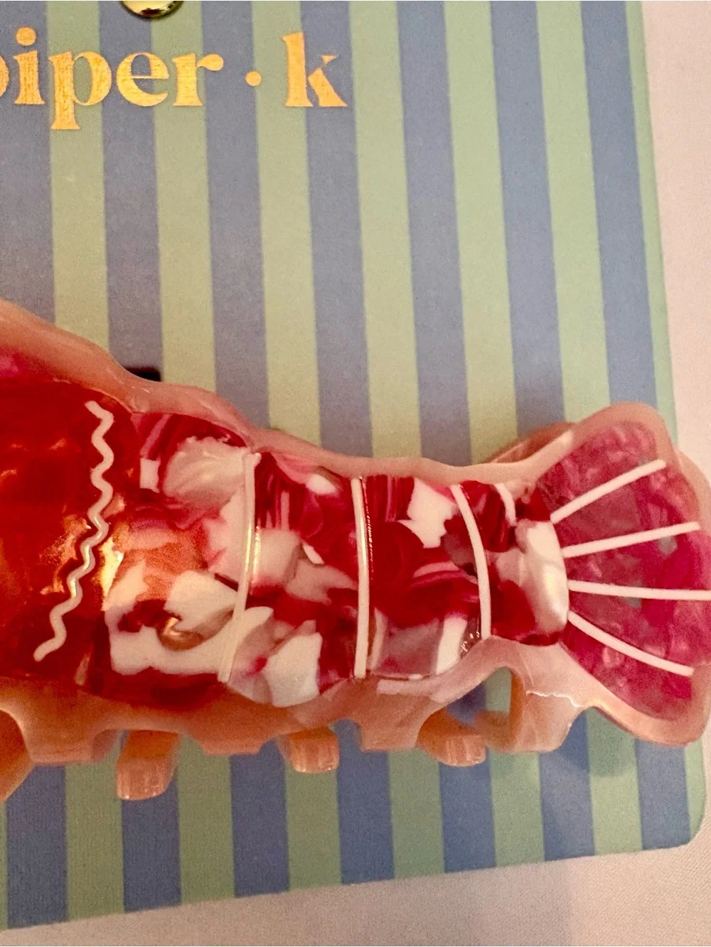 Piper K Viral Lobster Hair Clip Large Claw Double Sided Red Pink Faux Pearl NEW